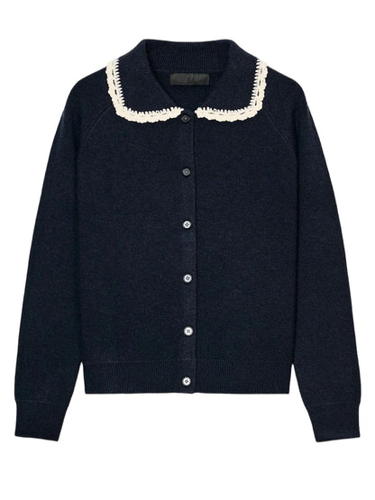 Chaqueta de Punto con Bloques de Color Suaves Primavera 2026 para Mujer, Estilo Dulce, Ajuste Regular, Manga Larga, Cuello co...