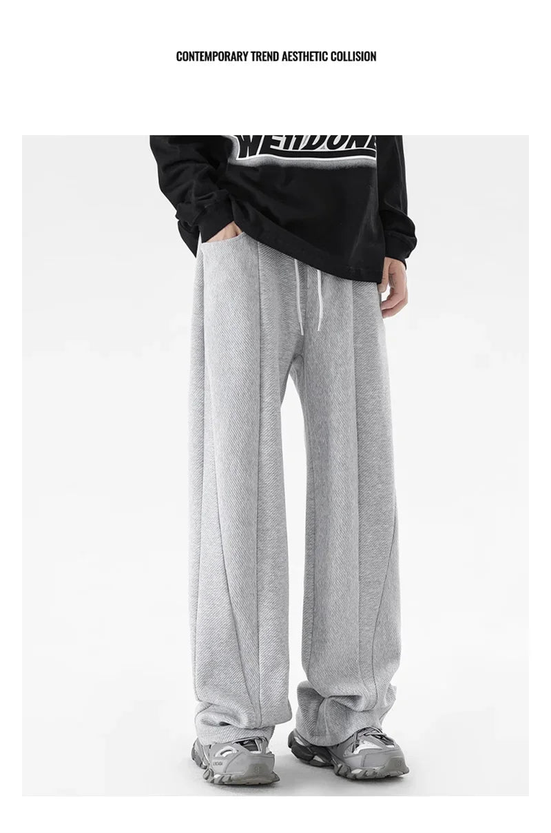 Pantalones Deportivos Grises de Pierna Recta Estilo Hip Hop 2026 para Hombre, Pantalones Holgados de Moda Coreana de Primavera, Estilo Y2K, Casuales