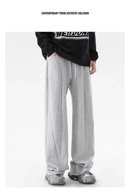 Pantalones Deportivos Grises de Pierna Recta Estilo Hip Hop 2026 para Hombre, Pantalones Holgados de Moda Coreana de Primavera, Estilo Y2K, Casuales