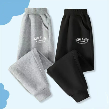 Pantalones Deportivos de Algodón para Niños, con Estampado de Letras de Nueva York Brooklyn, Puños Elásticos, Holgados, para la Escuela, Uso Diario, Color Negro y Gris