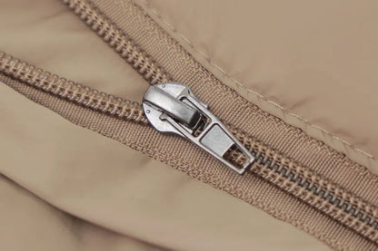 Chaqueta Larga de Algodón Grueso para Mujer, Acolchada, Ajustada, con Cintura Ajustable, Manga Larga, Cierre de Cremallera