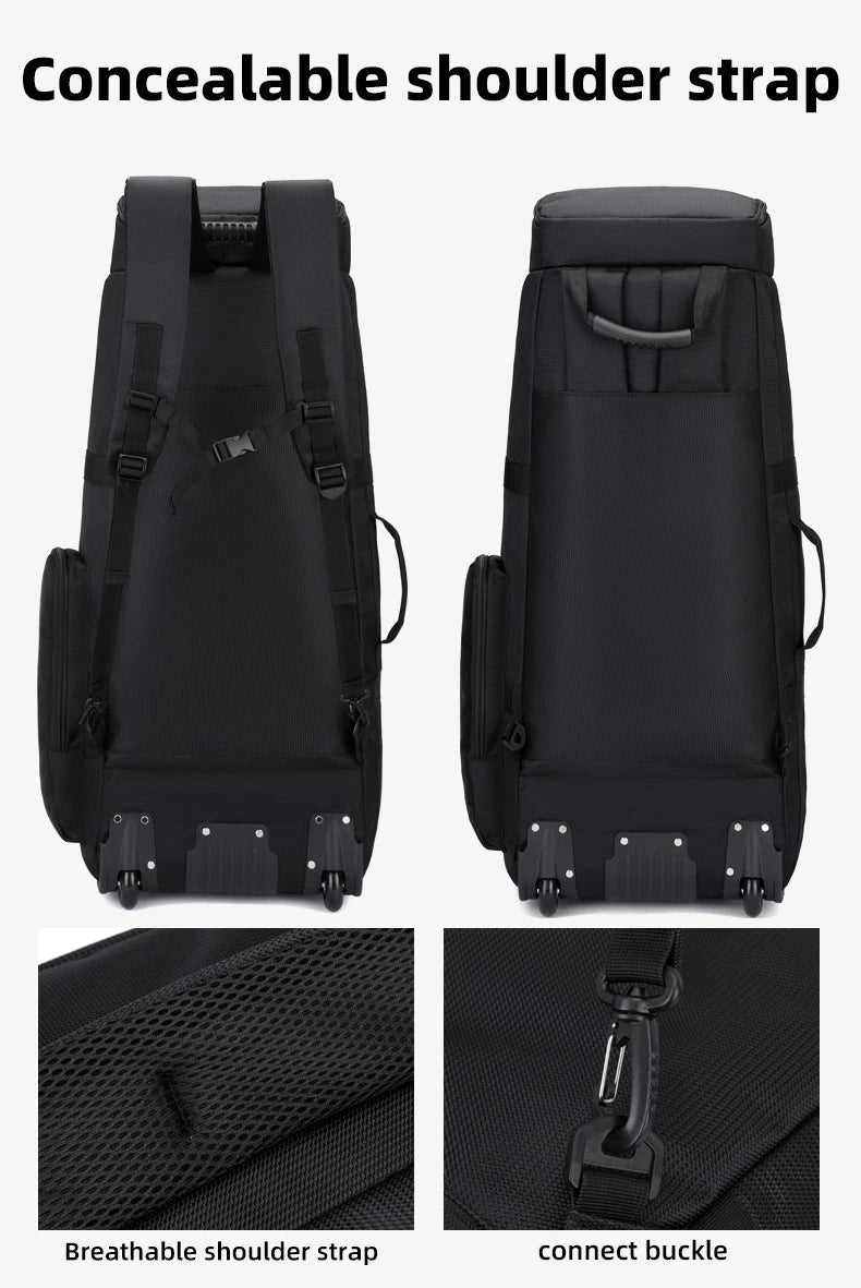 Bolsa de viaje plegable con ruedas para senderismo, Golf, aviación, bolsas de lona para acampar al aire libre, equipaje de coche, bolso móvil, mochila de entrenamiento grande