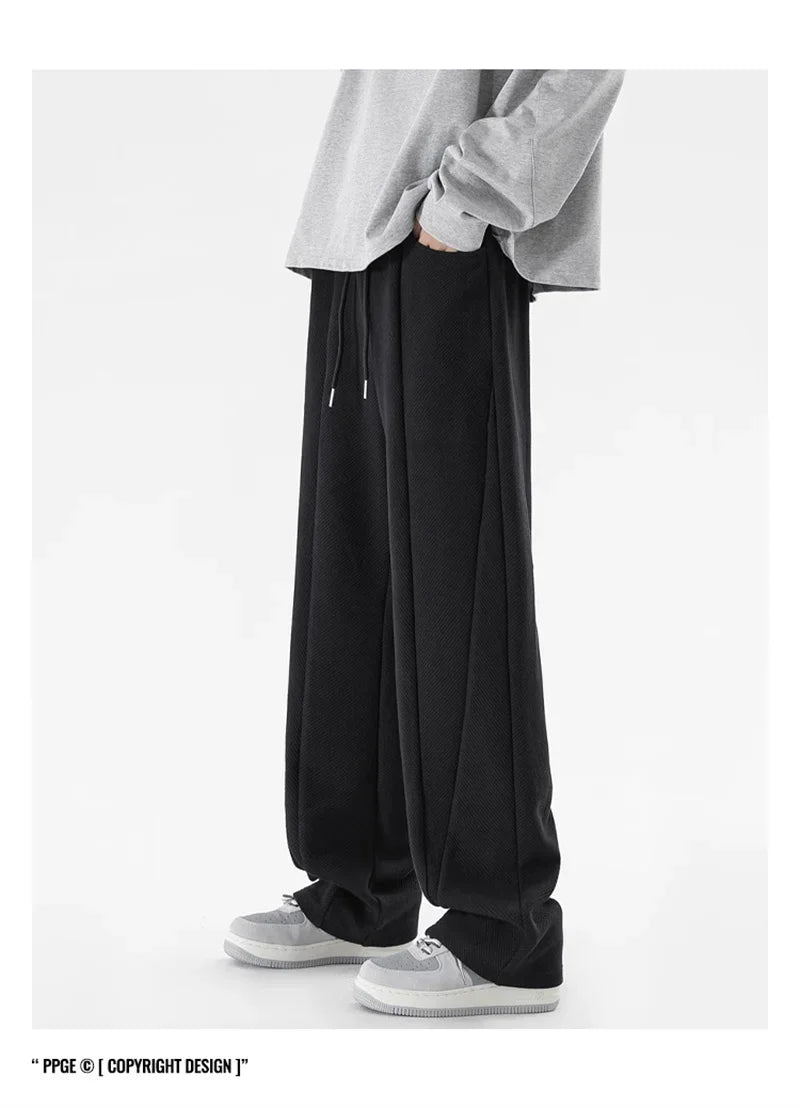 Pantalones Deportivos Grises de Pierna Recta Estilo Hip Hop 2026 para Hombre, Pantalones Holgados de Moda Coreana de Primavera, Estilo Y2K, Casuales