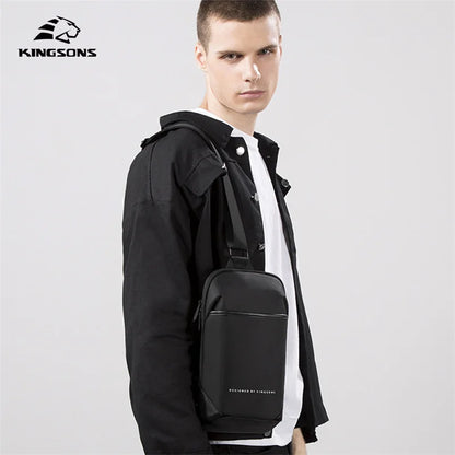 Kingsons, bolso cruzado para hombre, Kingsons, moda negra, bolso de hombro impermeable para hombre, bolso de pecho informal para niño