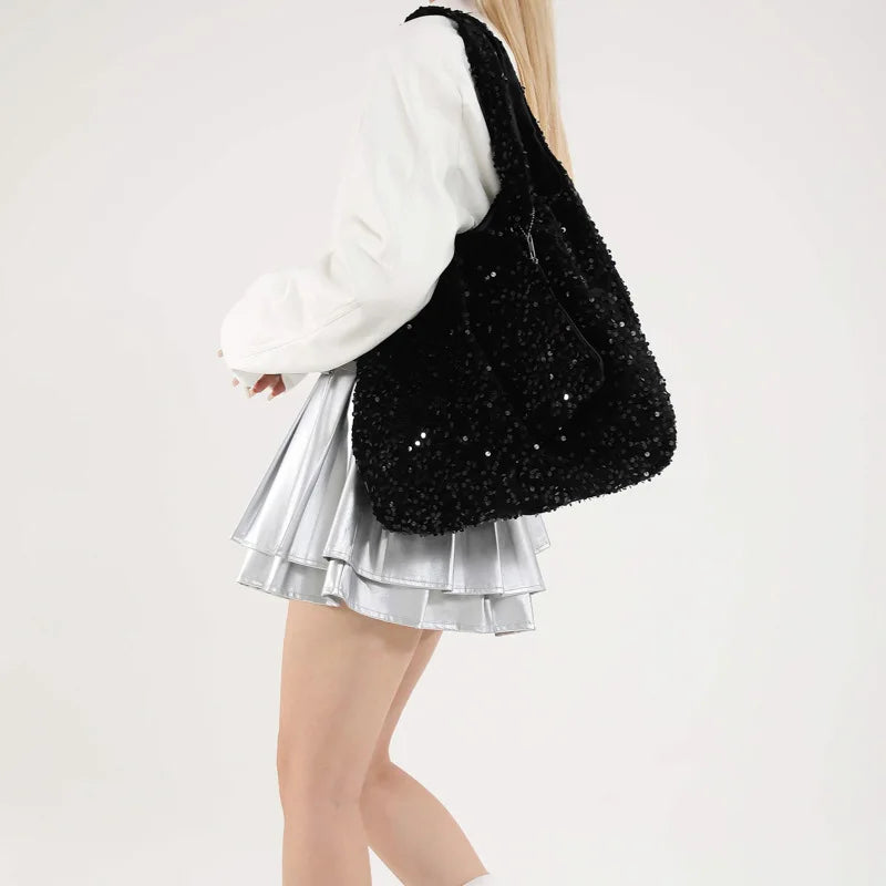 Bolso Tote para Mujer, Bolso de Hombro con Lentejuelas, Bolso Hobo Moderno, Bolso para Llevar Bajo el Brazo, para el Trabajo, Viajes y Compras
