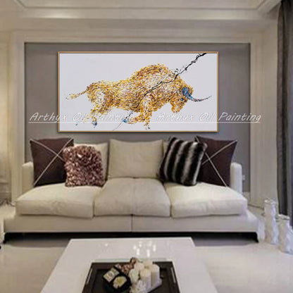 Arthyx, pintura al óleo de toro abstracta con textura acrílica sobre lienzo, imágenes artísticas modernas hechas a mano para decoración del hogar y sala de estar + paquete Switch in Art completo