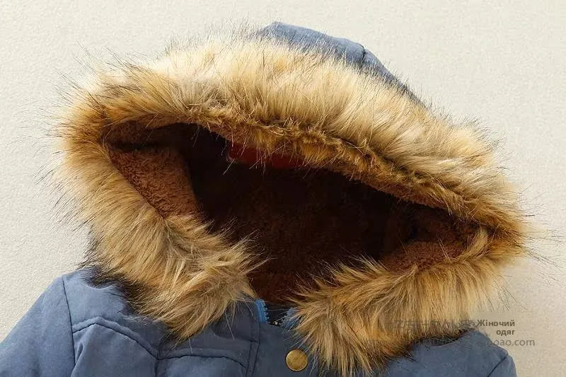 Women's Winter Long Jacket Hooded Overcoat Warm Fluffy Coats Zipper Closure Cotton Thickened Regular Length Coat
