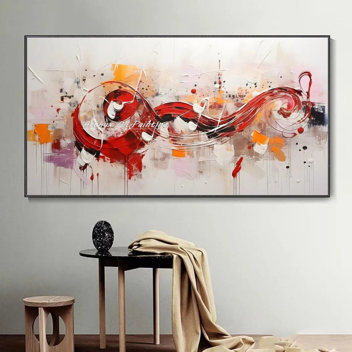 Arthyx, pintura al óleo de notas musicales grandes pintadas a mano sobre lienzo, imagen artística de pared, decoración moderna del hogar, carteles abstractos de textura, obra de arte + paquete Switch In Art completo