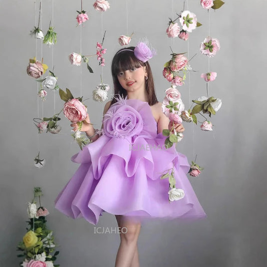 Vestido de fiesta para niños, lavanda, niñas, flores, princesa, fiesta de cumpleaños, desfile, vestidos formales para niños pequeños, boda