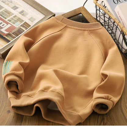 4-12 años adolescentes niños Shrit primavera otoño sudadera con letras sólidas para niños guapos niños deportes Casual Pullove