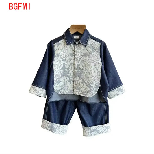 Conjunto de Dos Piezas de Ropa para Niños de 2 a 9 Años, Primavera-Otoño, Traje de Mezclilla Suave con Flores, Bordado 2026, Prendas Exteriores de Moda, Jeans