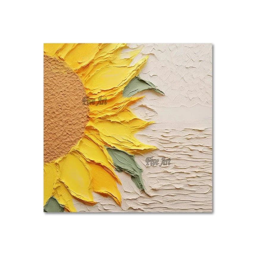 Cuadro Decorativo Abstracto Acrílico, Obra de Arte para el Hogar, Pintura de Naturaleza Muerta, Arte de Girasoles para Pared, Sin Marco, Hermosas Pinturas al Óleo Hechas a Mano