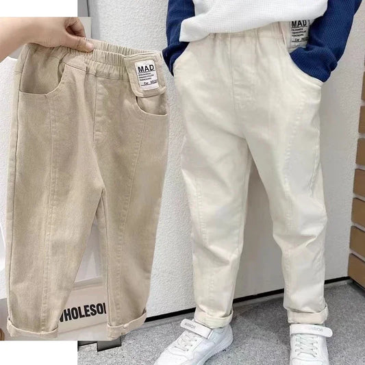 Nuevos pantalones de primavera y otoño para niños de 2 a 10 años, pantalones largos informales sueltos y cómodos para niños, regalo de cumpleaños