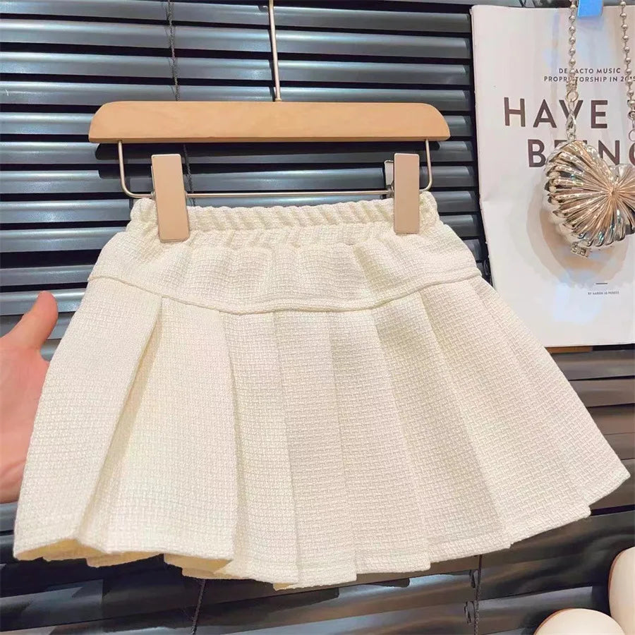 Conjunto de dos piezas de moda para niña, chaqueta de encaje, Falda corta, colección de primavera y otoño, novedad de 2024