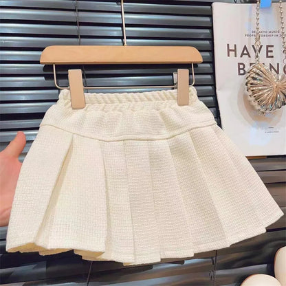 Conjunto de dos piezas de moda para niña, chaqueta de encaje, Falda corta, colección de primavera y otoño, novedad de 2024