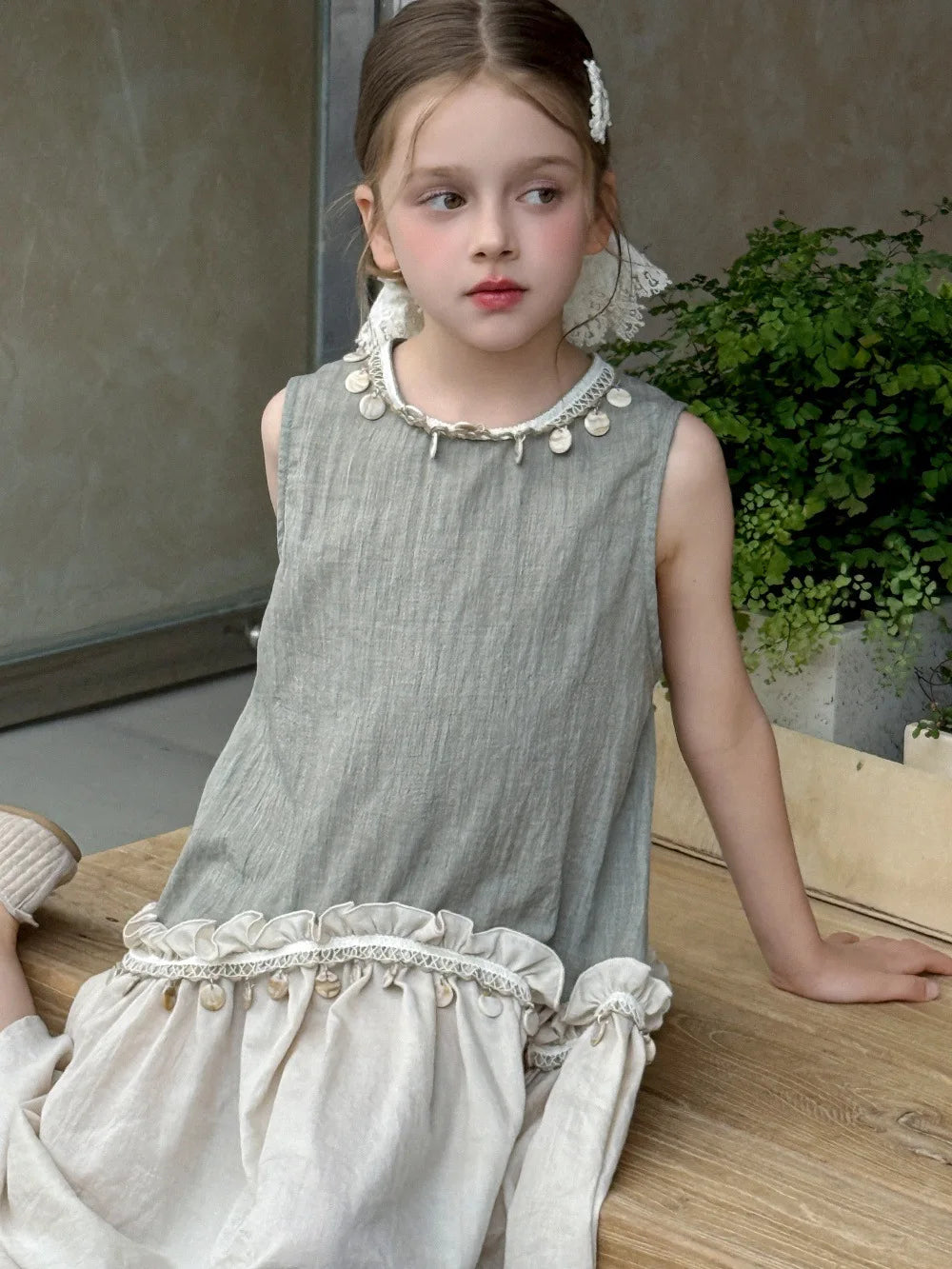 Dulce vestido para niñas verano 2025 nueva moda para niños temperamento Color contrastante vestido bohemio tendencia