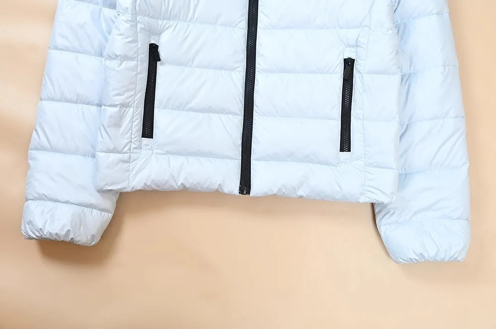 Chaqueta Corta Acolchada de Algodón para Mujer, Estilo Otoño Invierno, con Estampado de Letras, Capucha, Informal, Estilo Ame...