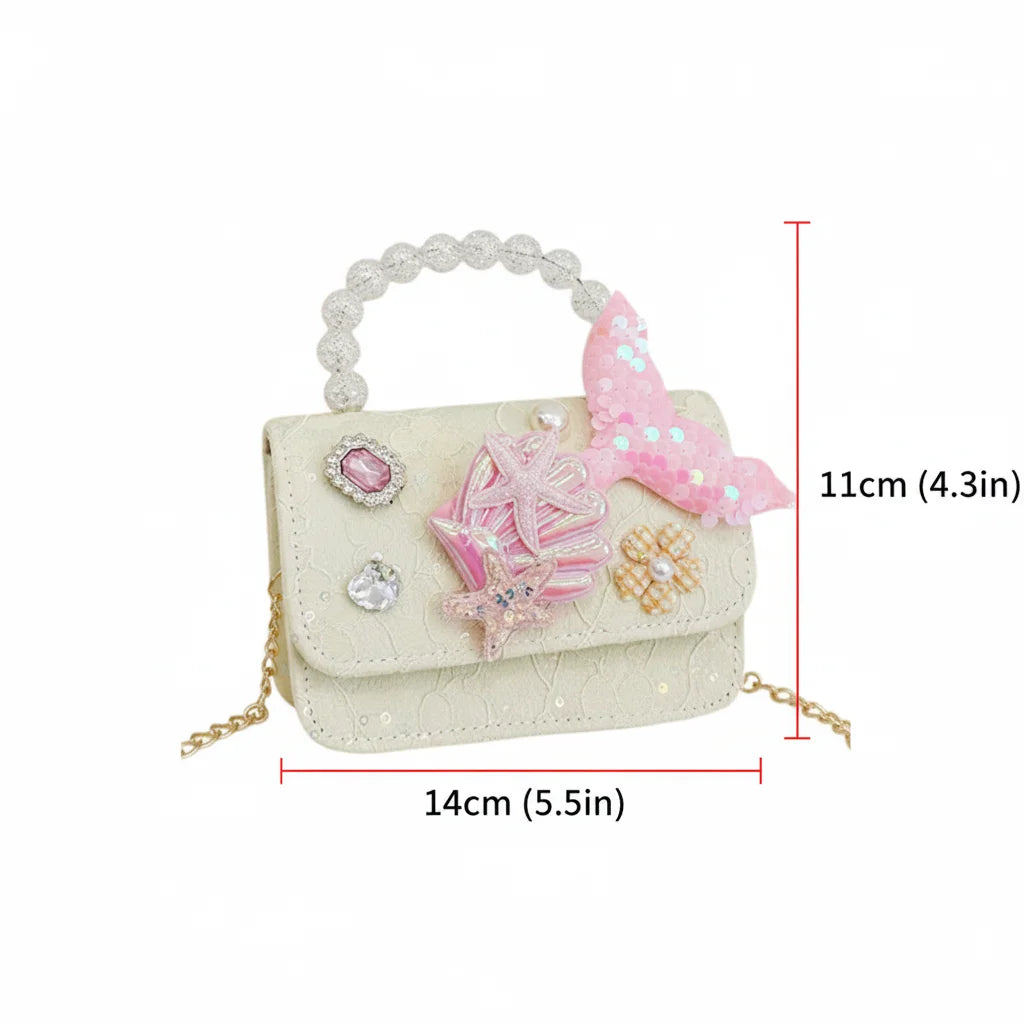 Bolso de Mano con Perlas para Niñas, Mini Bolso Bandolera, Estilo Moderno, para Regalo de Cumpleaños, Ligero, de Cuero PU