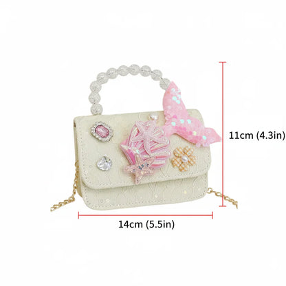 Bolso de Mano con Perlas para Niñas, Mini Bolso Bandolera, Estilo Moderno, para Regalo de Cumpleaños, Ligero, de Cuero PU