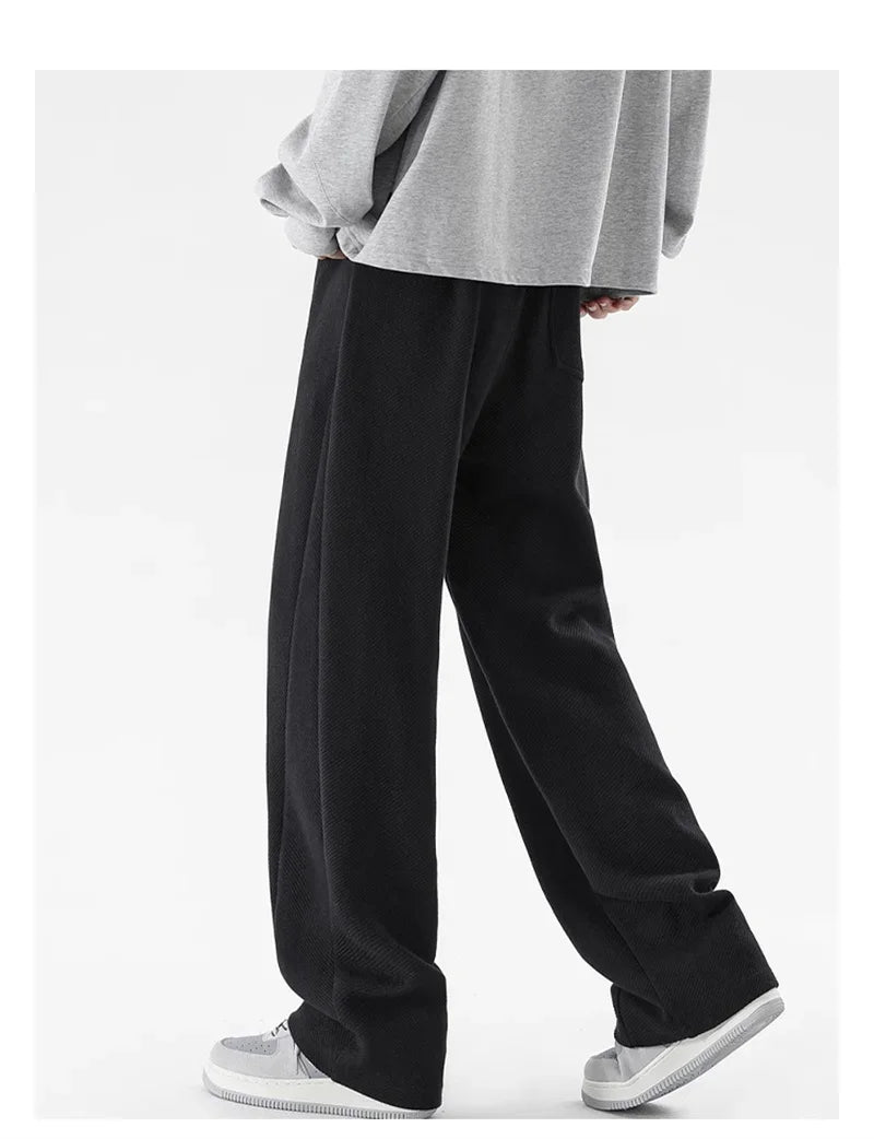 Pantalones Deportivos Grises de Pierna Recta Estilo Hip Hop 2026 para Hombre, Pantalones Holgados de Moda Coreana de Primavera, Estilo Y2K, Casuales