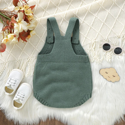 Ropa de bebé informal verde sin mangas, monos tejidos para recién nacidos, monos para niños y niñas de 0 a 18m, traje netural infantil, disfraz para niños pequeños
