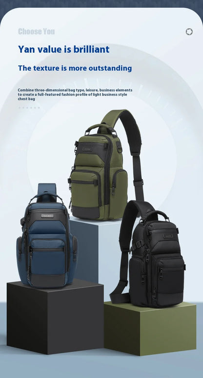 Bolso de pecho OZUKO, elegante bolso cruzado multifuncional, bolso cruzado de viaje ligero e impermeable para hombre