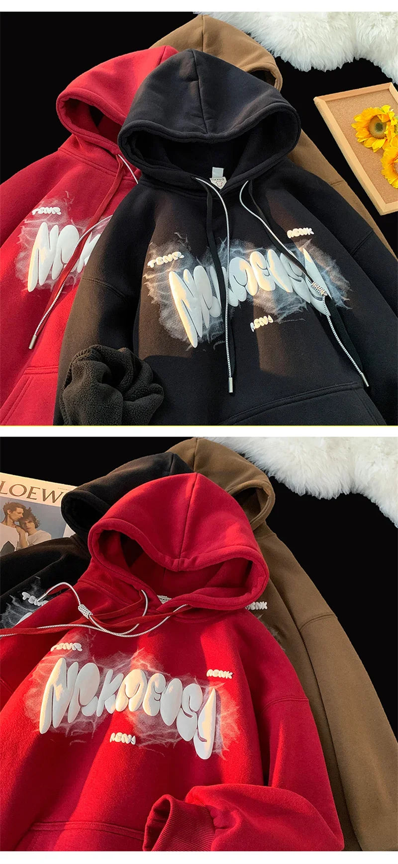 Otoño Goth estampado de letras Sudaderas con capucha para Hombre nuevo Y2K Vintage Sudaderas con capucha Harajuku Casual Sudaderas Hombre ropa de calle Sudadera con capucha
