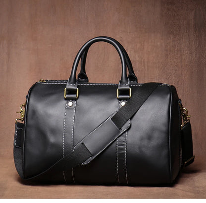 GURO-bolsos de viaje Retro de cuero de vaca para hombre y mujer, bolso de mano de cuero genuino, bolsa de Fitness de fin de semana de lujo, equipaje de viaje corto