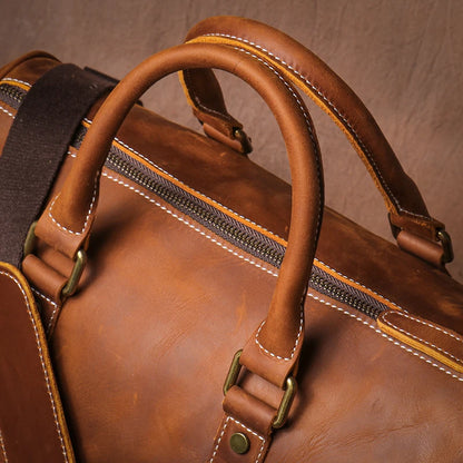 GURO-bolsos de viaje Retro de cuero de vaca para hombre y mujer, bolso de mano de cuero genuino, bolsa de Fitness de fin de semana de lujo, equipaje de viaje corto