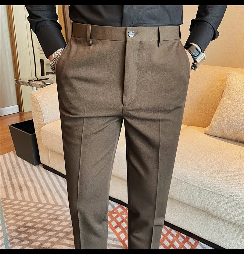Camisas de vestir de negocios para hombres, pantalones ajustados de traje Social de oficina informal, pantalones de fiesta de boda de alta calidad, ropa de otoño e invierno