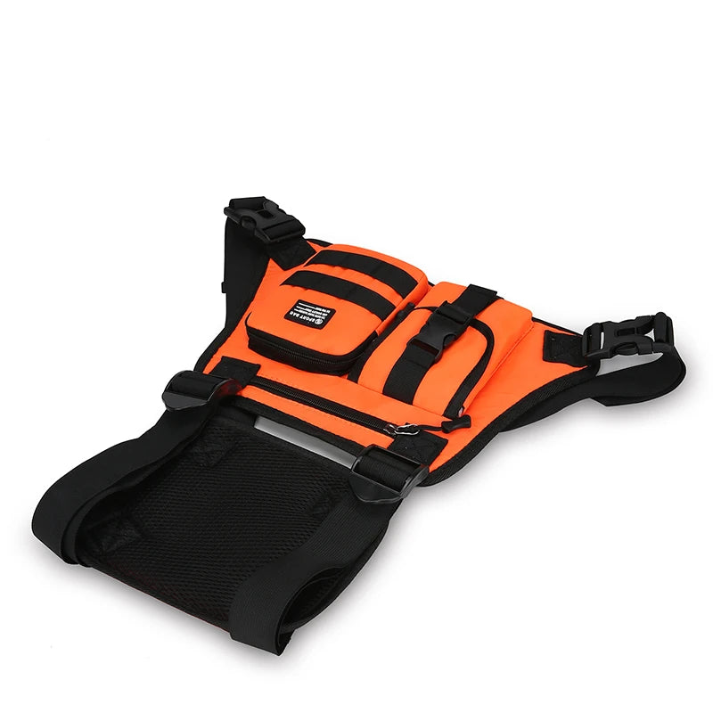 Hip-hop de moda para hombre con múltiples bolsillos bolso de pecho táctico funcional ligero viaje duradero bolso de chaleco deportivo de moda