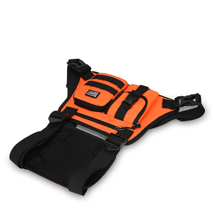 Hip-hop de moda para hombre con múltiples bolsillos bolso de pecho táctico funcional ligero viaje duradero bolso de chaleco deportivo de moda