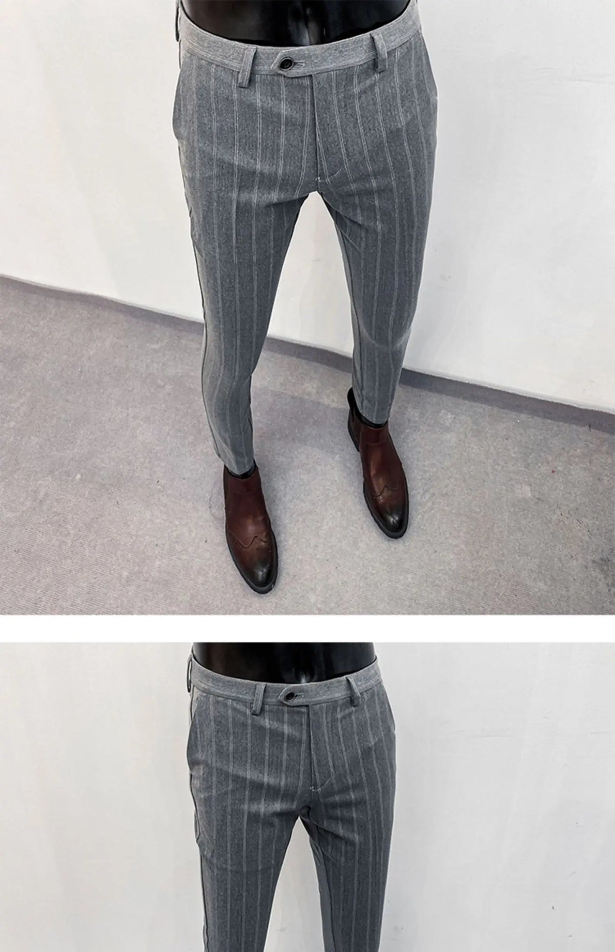 Pantalones de traje a rayas para hombre, pantalón de vestir Social para oficina de negocios, informal, ajustado, para boda, 2022