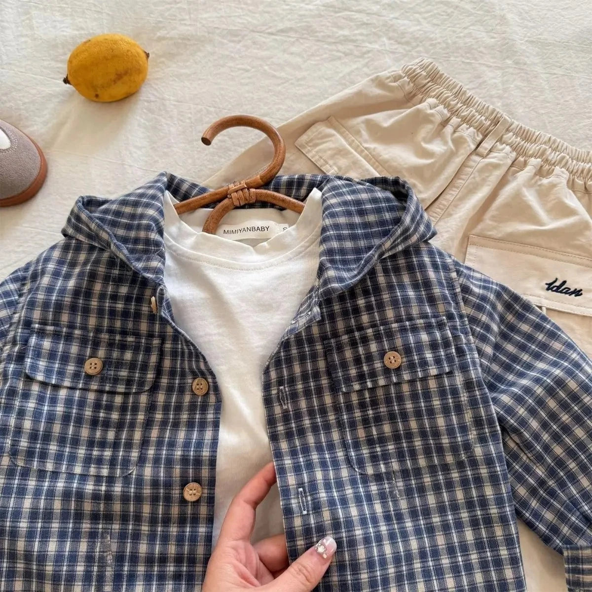 Camisas coreanas para niños, camisas con capucha para niñas y niños, Tops a cuadros de algodón para niños, abrigo informal de manga larga para primavera y otoño de 1 a 10 años