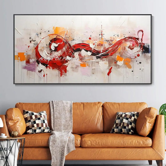 Arthyx, pintura al óleo de notas musicales grandes pintadas a mano sobre lienzo, imagen artística de pared, decoración moderna del hogar, carteles abstractos de textura, obra de arte + paquete Switch In Art completo