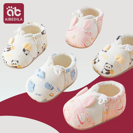 AIBEDILA, zapatos para caminar para niños, zapatos con patrón de animales de dibujos animados para recién nacidos, zapatos cálidos antideslizantes para el suelo, zapatos para niños y niñas de otoño de 10-12cm