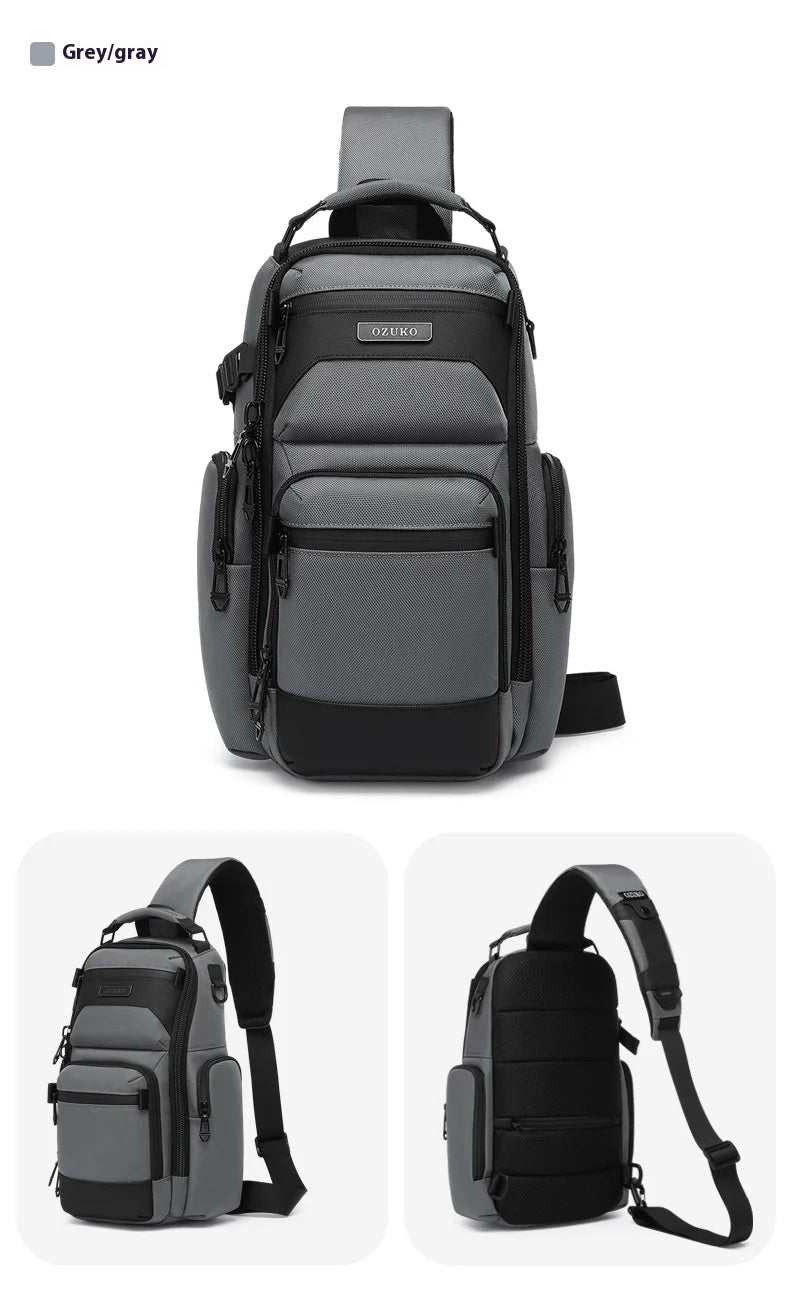 Bolso de pecho OZUKO, elegante bolso cruzado multifuncional, bolso cruzado de viaje ligero e impermeable para hombre