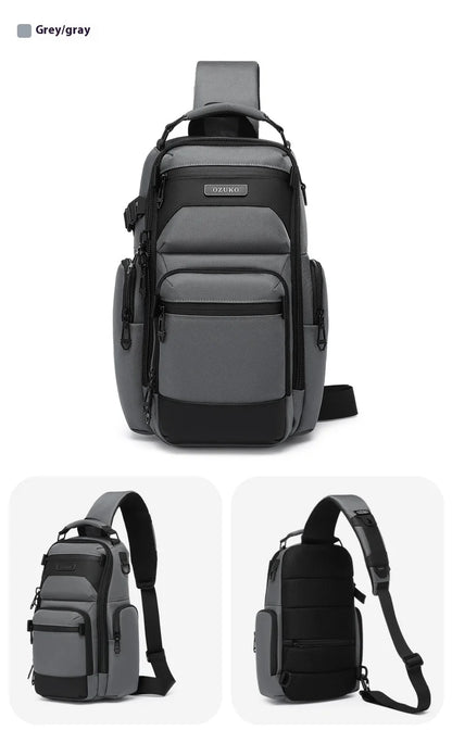 Bolso de pecho OZUKO, elegante bolso cruzado multifuncional, bolso cruzado de viaje ligero e impermeable para hombre