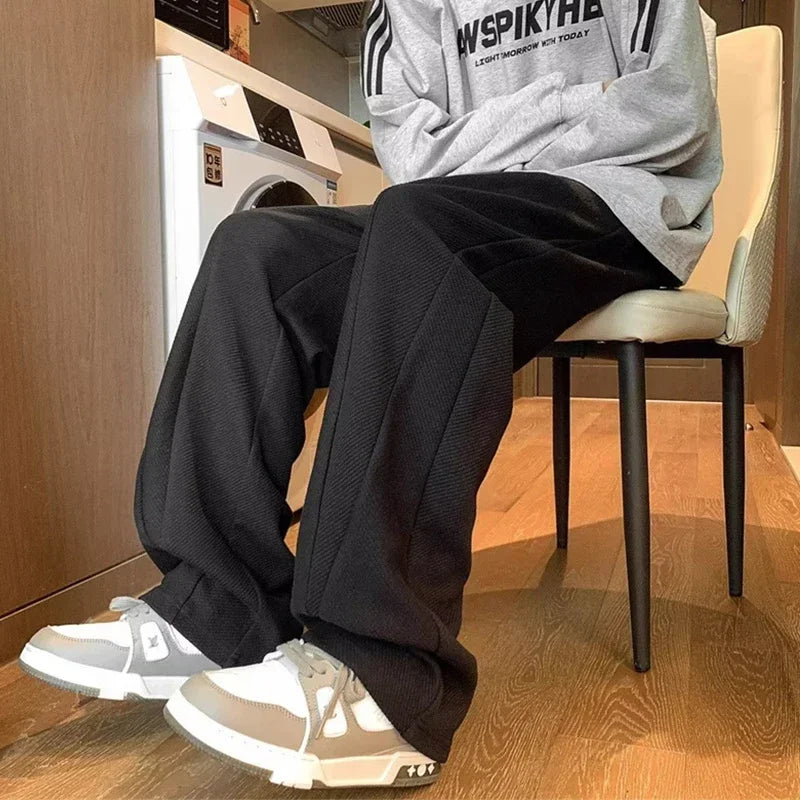 Pantalones Deportivos Grises de Pierna Recta Estilo Hip Hop 2026 para Hombre, Pantalones Holgados de Moda Coreana de Primavera, Estilo Y2K, Casuales