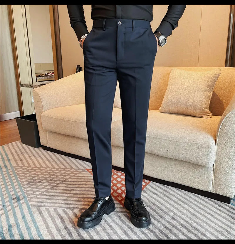 Camisas de vestir de negocios para hombres, pantalones ajustados de traje Social de oficina informal, pantalones de fiesta de boda de alta calidad, ropa de otoño e invierno