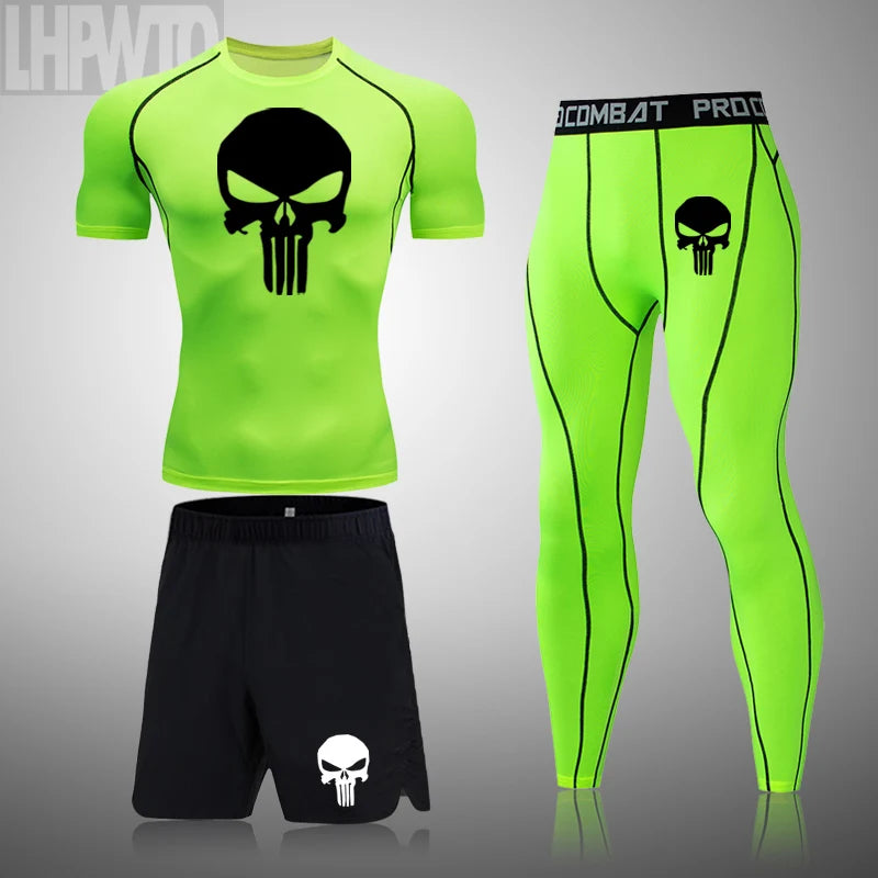 Camiseta deportiva de compresión para hombre, camiseta de entrenamiento físico de secado rápido MMA, ropa deportiva masculina para correr y correr