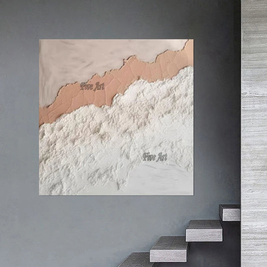 Pared de arte texturizada acrílica gruesa, sin marco, pinturas al óleo de cuchillo de gran tamaño, obra de arte abstracta en lienzo, imagen de oficina moderna