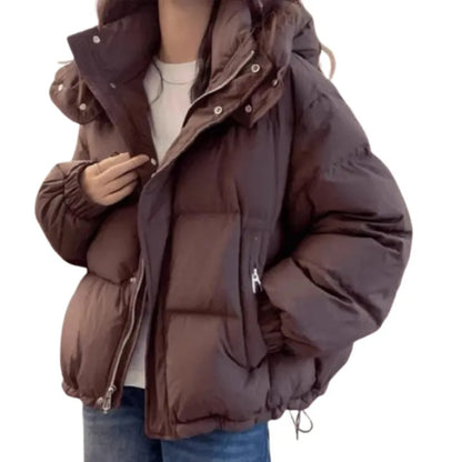 High Quality Thickened Hooded down Cotton Jacket for Autumn Winter Short Stylish Versatile Small Size Teenage Girl Coat