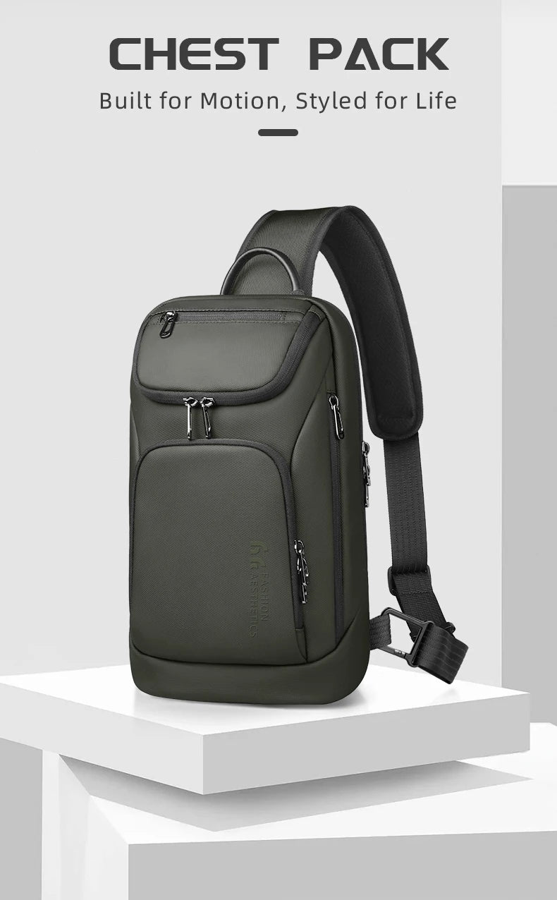 Bolso de hombro multifunción HK para hombre, bolso cruzado impermeable, apto para iPad de 11 pulgadas, bolso bandolera ligero para viajes al aire libre