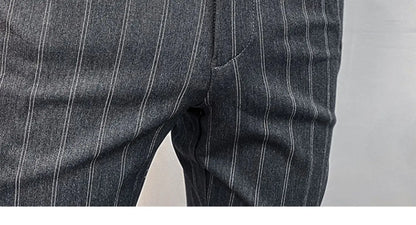 Pantalones de traje a rayas para hombre, pantalón de vestir Social para oficina de negocios, informal, ajustado, para boda, 2022
