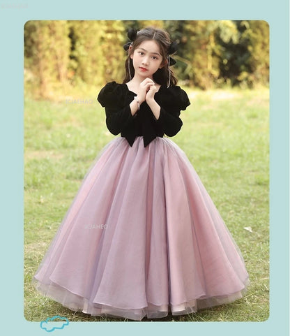 Vestido de fiesta de manga larga para niñas, ropa nueva, vestido hinchado para actuación, desfile, vestidos formales de celebración, disfraz