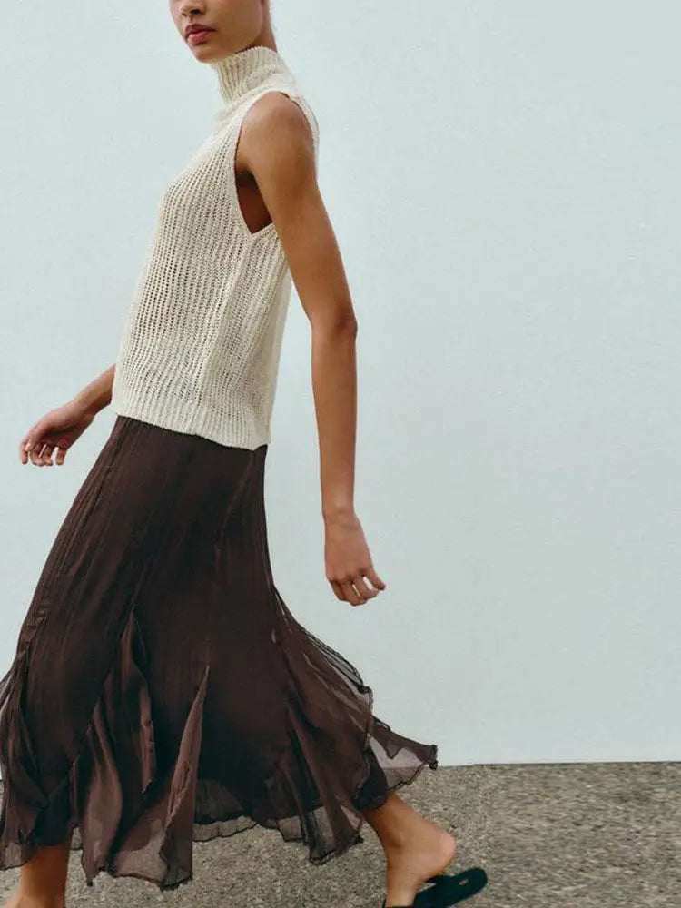 Falda Midi Asimétrica para Mujer, Diseño Holgado con Capas Decorativas, Primavera 2026, Nueva Colección, Falda en Línea A, Ci...