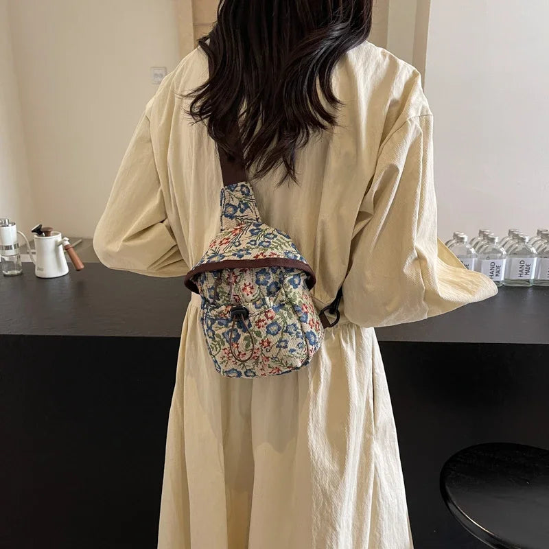 Bolso cruzado de moda para niñas y mujeres, bolso de teléfono de estilo chino, bolsillo en el pecho con estampado étnico, bolso de tela pequeño de un hombro, nuevo