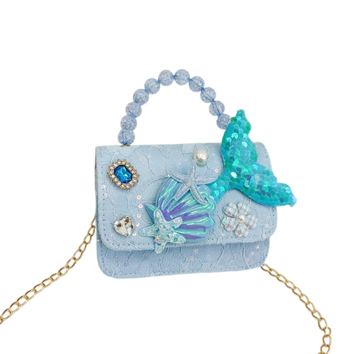 Bolso de Mano con Perlas para Niñas, Mini Bolso Bandolera, Estilo Moderno, para Regalo de Cumpleaños, Ligero, de Cuero PU