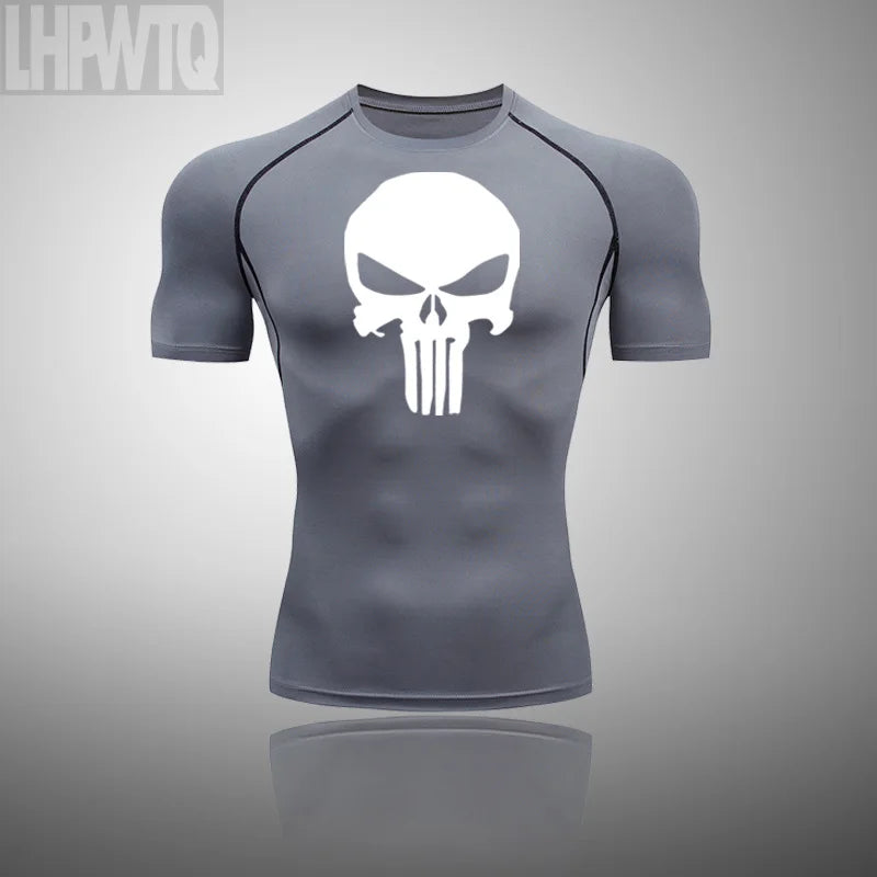 Camiseta deportiva de compresión para hombre, camiseta de entrenamiento físico de secado rápido MMA, ropa deportiva masculina para correr y correr